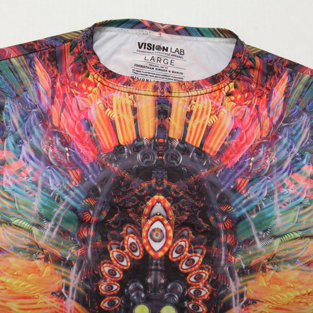 Vision Lab Art T-Shirt Men's Large Johnathan Singer & Banjo Psychedelic USA Made